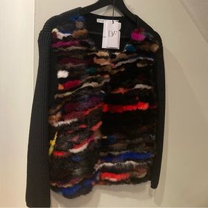 Diane Von Furstenberg multicolored mink fur cardigan